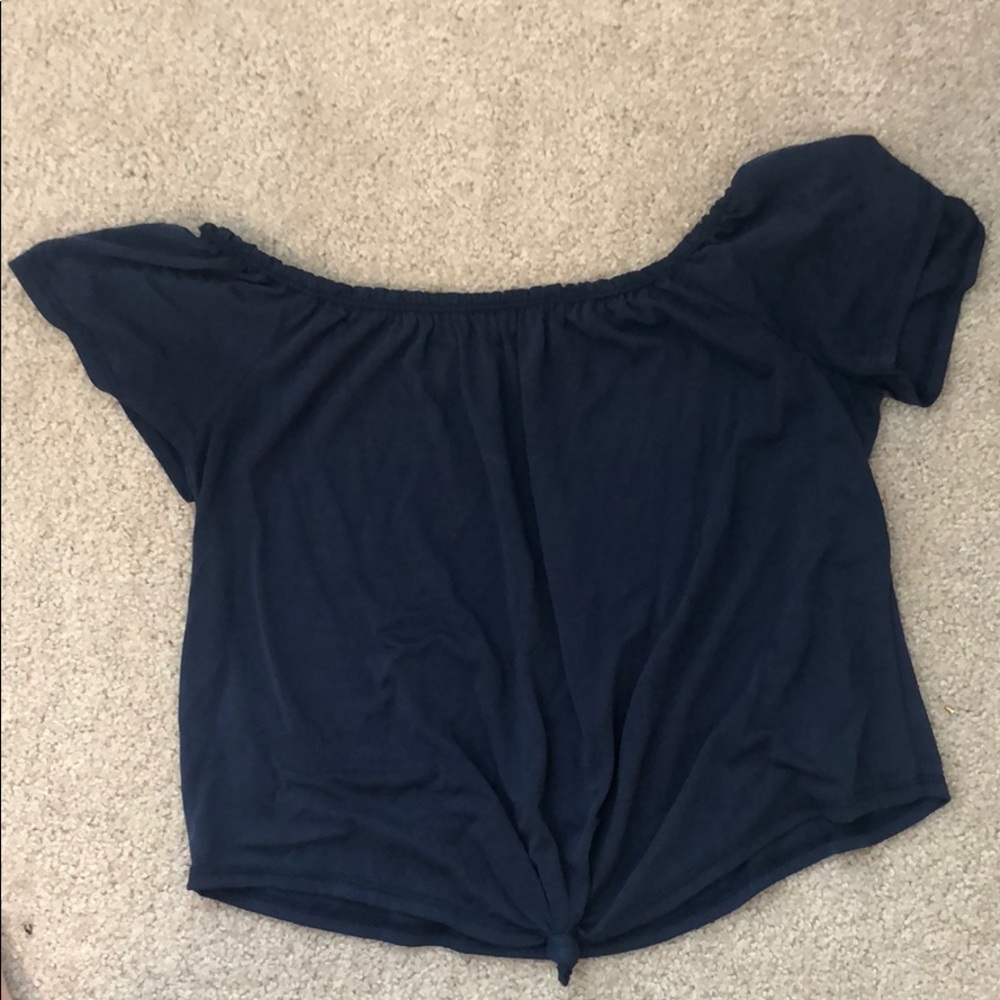 Off the shoulder navy blue top